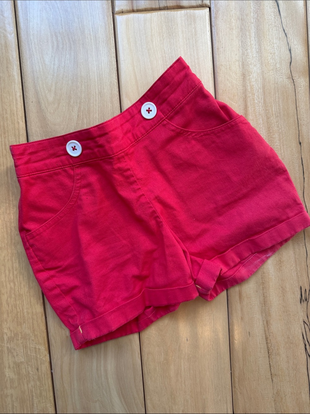 Mini Boden Red Girls' Shorts with Button Detail
